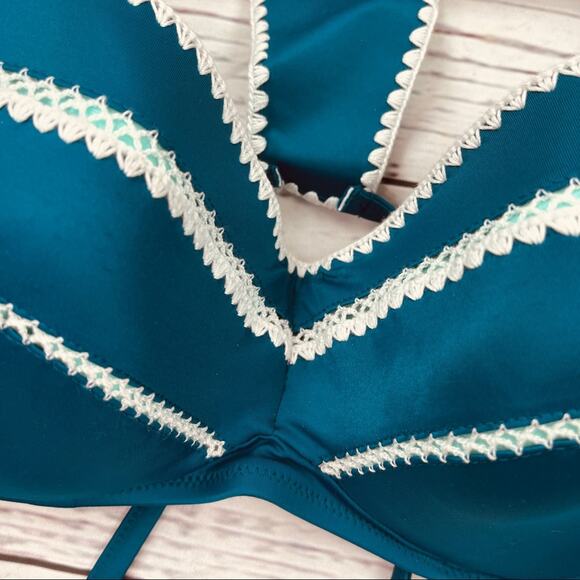 Shade & Shore blue green stitched edge bikini top - Picture 4 of 12